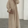 Bornladies 2026 Spring and Summer Loose Long-Sleeve Pleated Lace-Up Flare-Sleeve Slouchy Comfortable Long Dress